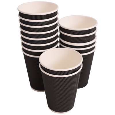 100 x Disposable 12oz Coffee Cups Triple Wall Kraft - Hot Drinks